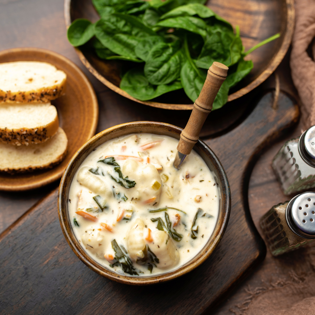 Hearty Potato Spinach Mushroom Soup