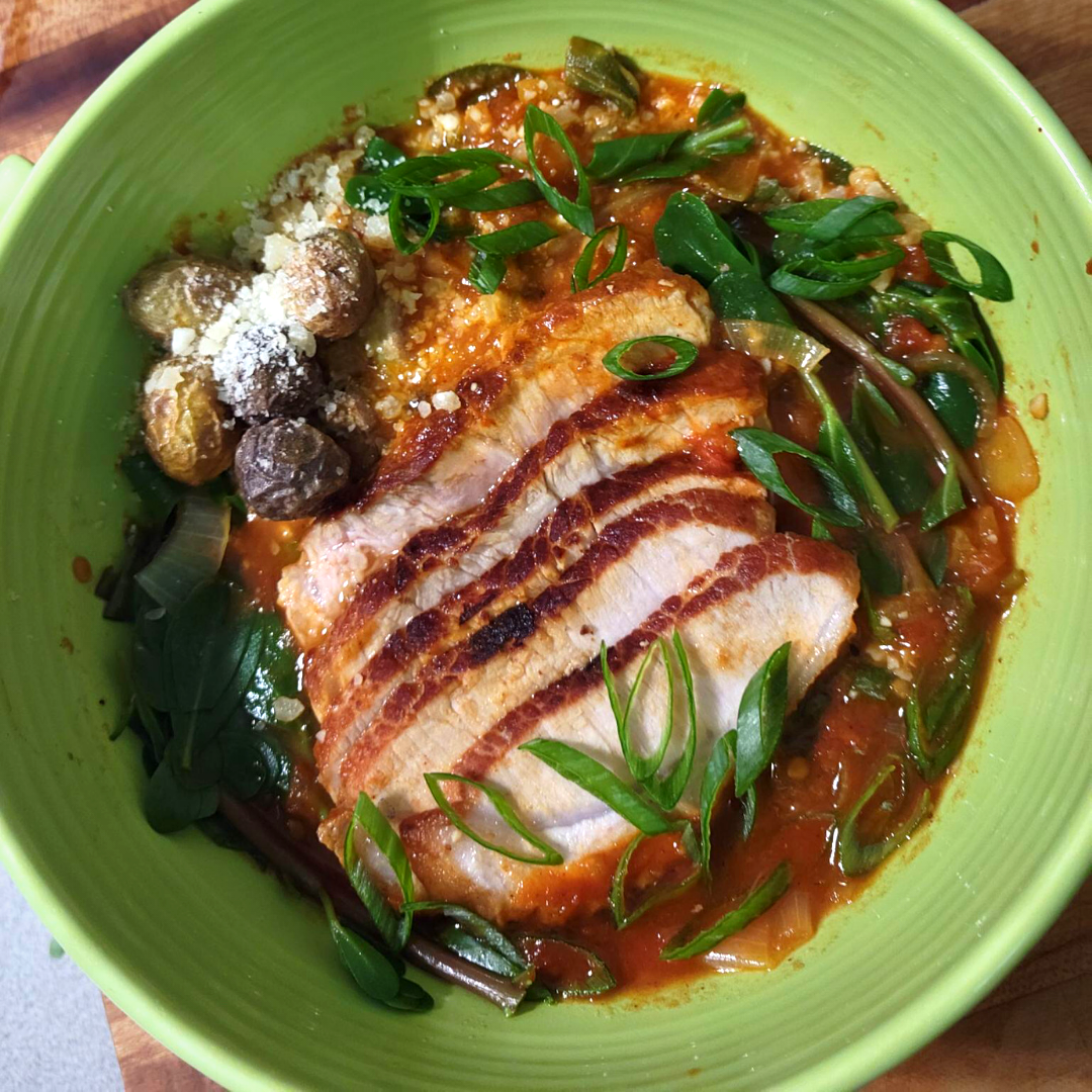 Pork in Roasted Tomato Sauce with Verdolagas (purslane)