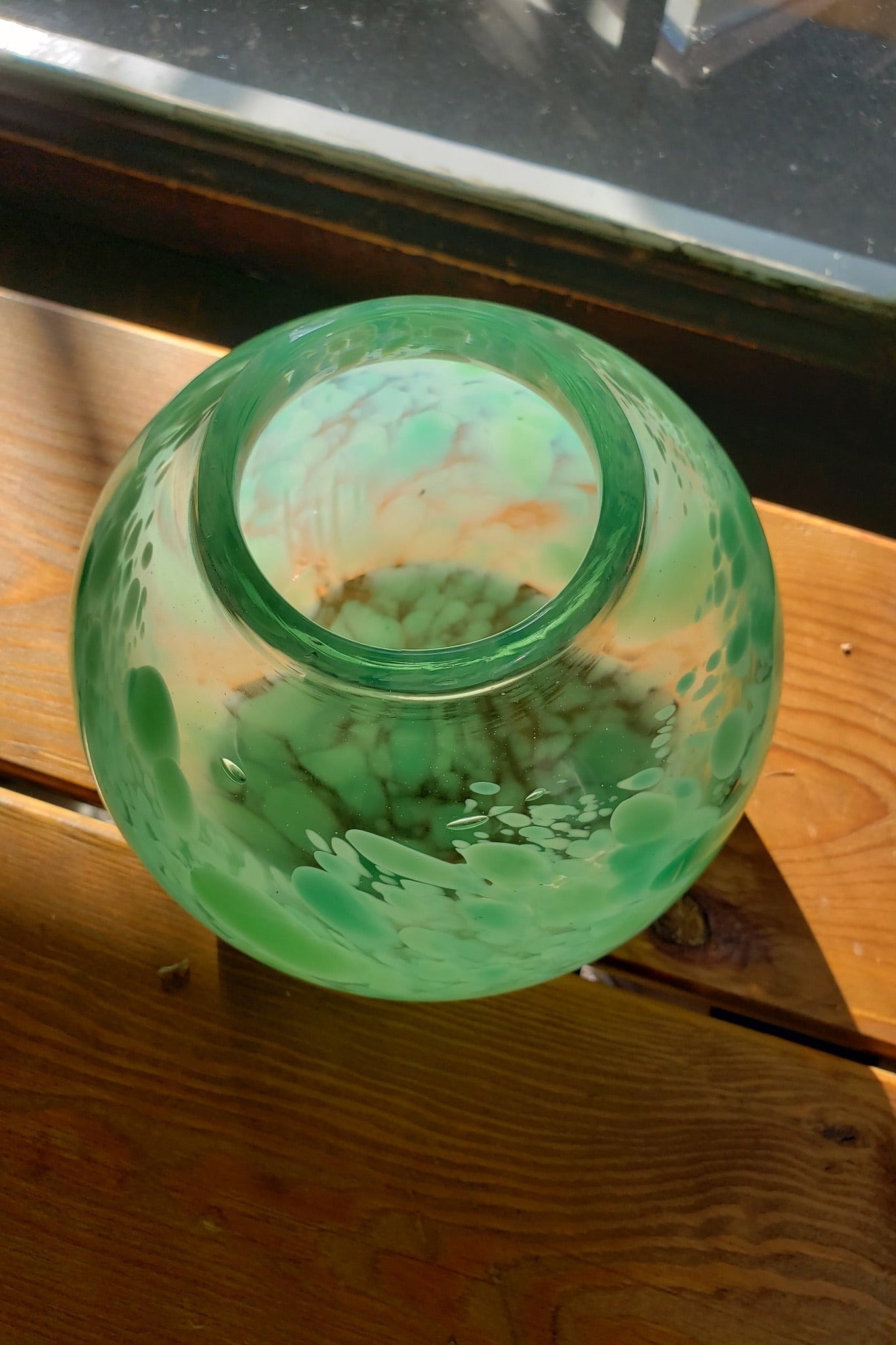 Green Kiva Style Vessel-Glass-Three Sisters Garden