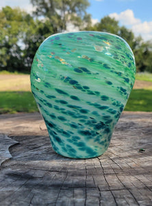 Wide Green Spiral Metallic Vase